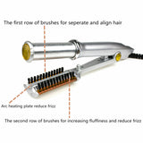 Professional 2-Way Rotating Curling Iron Straightener Brush