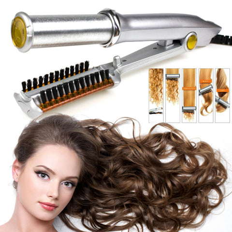 Professional 2-Way Rotating Curling Iron Straightener Brush